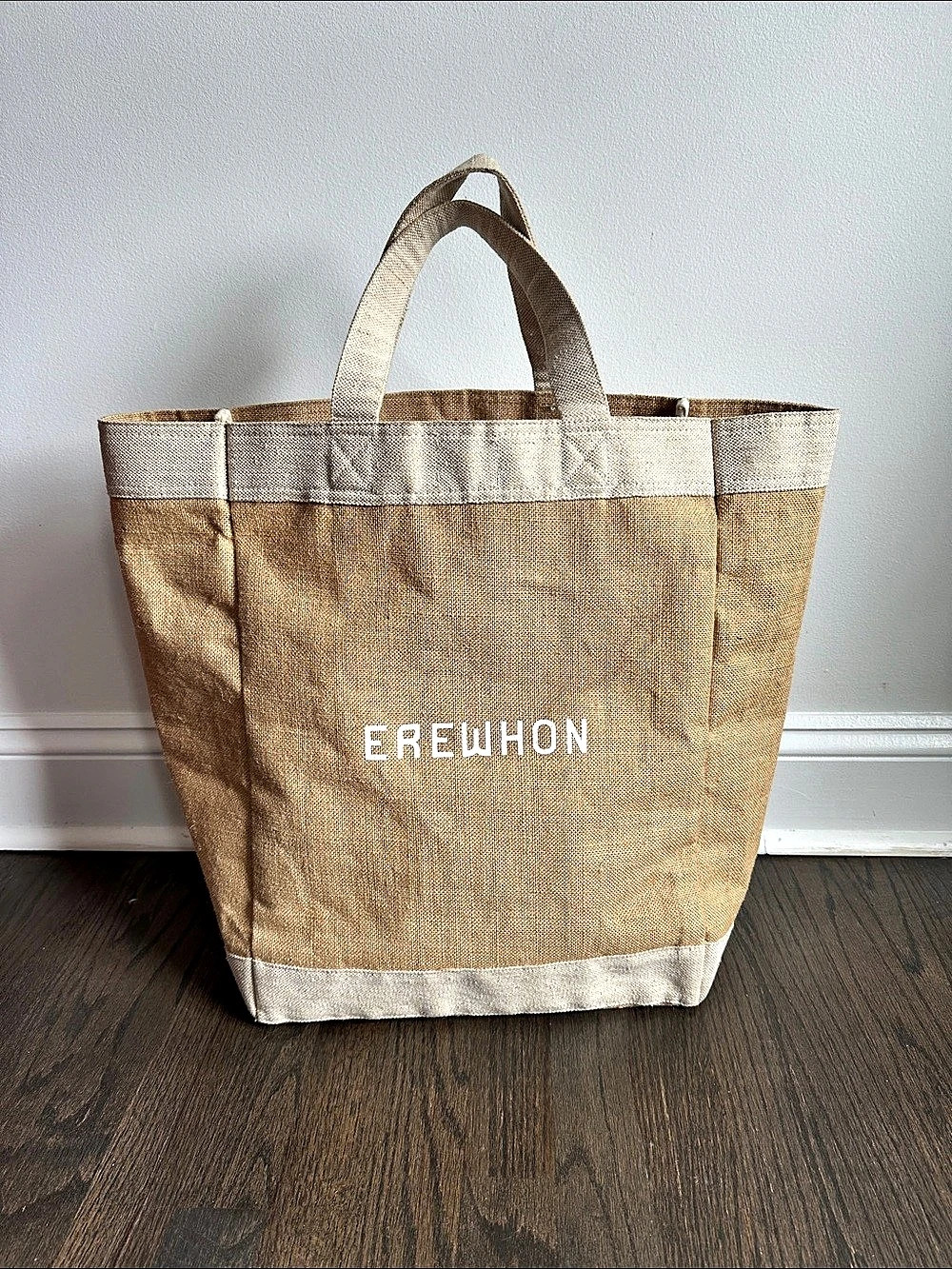 Erewhon Canvas Tote in Brown & White